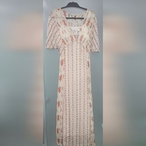 Lucky Brand Cream and Red Maxi Dress